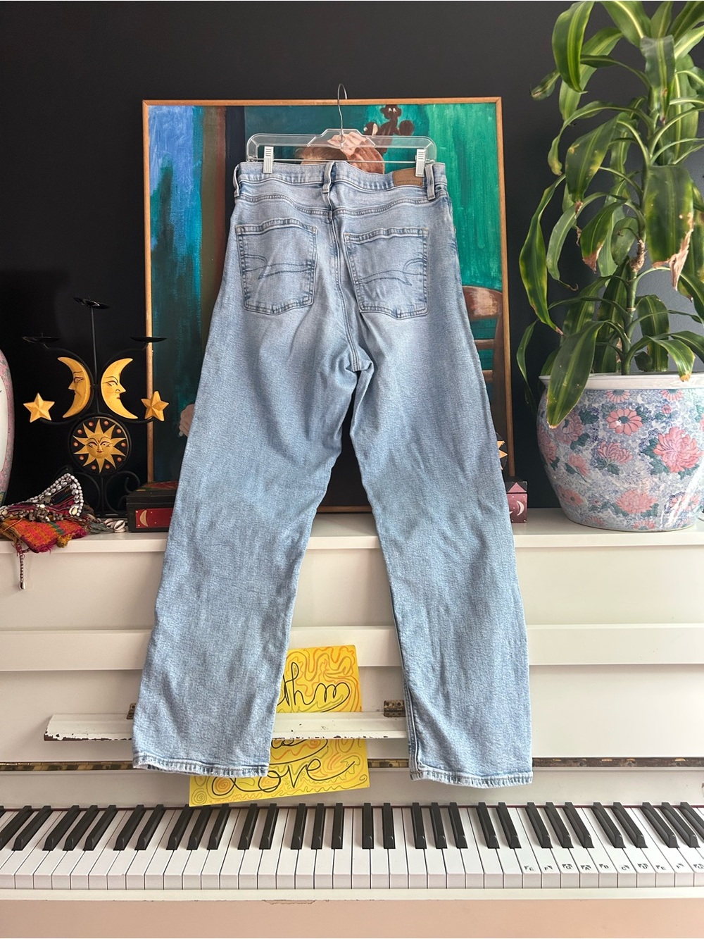 American Eagle Straight Leg Jeans Mens 32x30 Light Wash Blue Denim Stretch - Picture 4 of 16